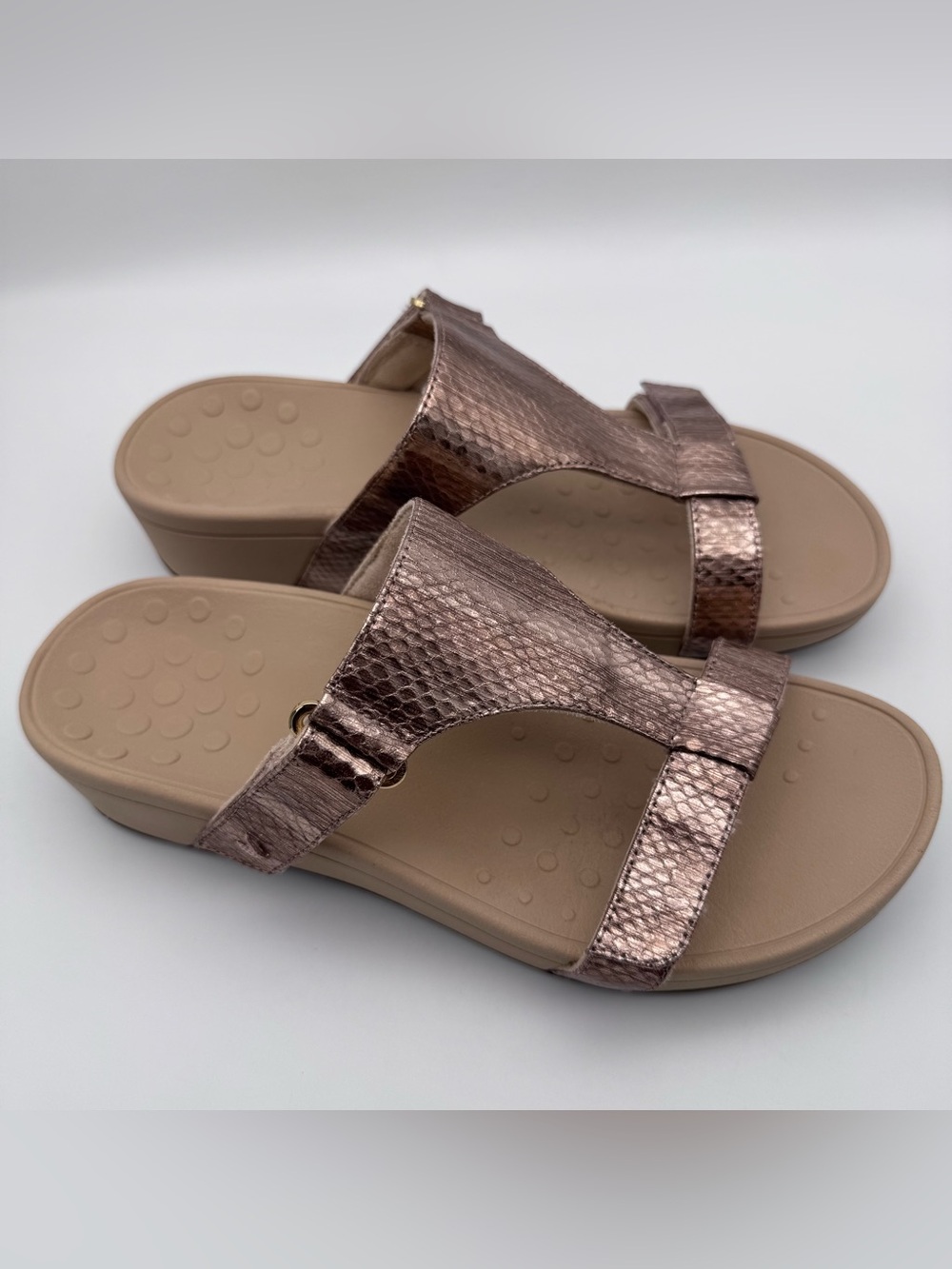 Vionic Pacific Ellie Platform Slide Sandals Metallic Snake Women’s Size 9 US